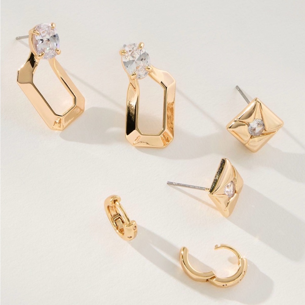 Anthropologie Elegant Gold Earrings Set